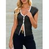 imageCicy Bell Womens Cute Going Out Tops Ribbed Button Up Tank Tops Cap Sleeve Sweater Vest Summer Sexy OutfitsBlack