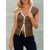 imageCicy Bell Womens Cute Going Out Tops Ribbed Button Up Tank Tops Cap Sleeve Sweater Vest Summer Sexy OutfitsCoffee