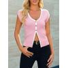imageCicy Bell Womens Cute Going Out Tops Ribbed Button Up Tank Tops Cap Sleeve Sweater Vest Summer Sexy OutfitsPink
