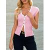 imageCicy Bell Womens Cute Going Out Tops Ribbed Button Up Tank Tops Cap Sleeve Sweater Vest Summer Sexy OutfitsPink