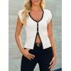 imageCicy Bell Womens Cute Going Out Tops Ribbed Button Up Tank Tops Cap Sleeve Sweater Vest Summer Sexy OutfitsWhite