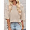 imageCicy Bell Womens Oversized Sweaters 34 Sleeve Summer Casual Knitted Tops Crewneck Lightweight Loose Pullover BlousesApricot