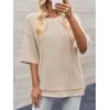 imageCicy Bell Womens Oversized Sweaters 34 Sleeve Summer Casual Knitted Tops Crewneck Lightweight Loose Pullover BlousesApricot