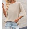 imageCicy Bell Womens Oversized Sweaters 34 Sleeve Summer Casual Knitted Tops Crewneck Lightweight Loose Pullover BlousesApricot