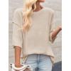 imageCicy Bell Womens Oversized Sweaters 34 Sleeve Summer Casual Knitted Tops Crewneck Lightweight Loose Pullover BlousesApricot