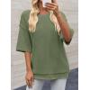 imageCicy Bell Womens Oversized Sweaters 34 Sleeve Summer Casual Knitted Tops Crewneck Lightweight Loose Pullover BlousesArmy Green