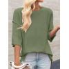 imageCicy Bell Womens Oversized Sweaters 34 Sleeve Summer Casual Knitted Tops Crewneck Lightweight Loose Pullover BlousesArmy Green