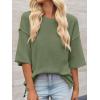 imageCicy Bell Womens Oversized Sweaters 34 Sleeve Summer Casual Knitted Tops Crewneck Lightweight Loose Pullover BlousesArmy Green