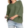 imageCicy Bell Womens Oversized Sweaters 34 Sleeve Summer Casual Knitted Tops Crewneck Lightweight Loose Pullover BlousesArmy Green