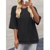 imageCicy Bell Womens Oversized Sweaters 34 Sleeve Summer Casual Knitted Tops Crewneck Lightweight Loose Pullover BlousesBlack