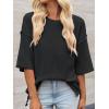 imageCicy Bell Womens Oversized Sweaters 34 Sleeve Summer Casual Knitted Tops Crewneck Lightweight Loose Pullover BlousesBlack
