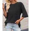 imageCicy Bell Womens Oversized Sweaters 34 Sleeve Summer Casual Knitted Tops Crewneck Lightweight Loose Pullover BlousesBlack
