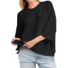 imageCicy Bell Womens Oversized Sweaters 34 Sleeve Summer Casual Knitted Tops Crewneck Lightweight Loose Pullover BlousesBlack