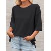 imageCicy Bell Womens Oversized Sweaters 34 Sleeve Summer Casual Knitted Tops Crewneck Lightweight Loose Pullover BlousesBlack
