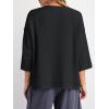 imageCicy Bell Womens Oversized Sweaters 34 Sleeve Summer Casual Knitted Tops Crewneck Lightweight Loose Pullover BlousesBlack