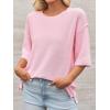 imageCicy Bell Womens Oversized Sweaters 34 Sleeve Summer Casual Knitted Tops Crewneck Lightweight Loose Pullover BlousesPink