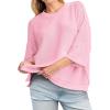 imageCicy Bell Womens Oversized Sweaters 34 Sleeve Summer Casual Knitted Tops Crewneck Lightweight Loose Pullover BlousesPink