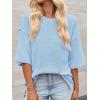 imageCicy Bell Womens Oversized Sweaters 34 Sleeve Summer Casual Knitted Tops Crewneck Lightweight Loose Pullover BlousesSky Blue