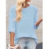 imageCicy Bell Womens Oversized Sweaters 34 Sleeve Summer Casual Knitted Tops Crewneck Lightweight Loose Pullover BlousesSky Blue