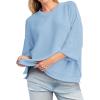 imageCicy Bell Womens Oversized Sweaters 34 Sleeve Summer Casual Knitted Tops Crewneck Lightweight Loose Pullover BlousesSky Blue