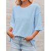 imageCicy Bell Womens Oversized Sweaters 34 Sleeve Summer Casual Knitted Tops Crewneck Lightweight Loose Pullover BlousesSky Blue