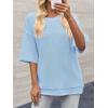 imageCicy Bell Womens Oversized Sweaters 34 Sleeve Summer Casual Knitted Tops Crewneck Lightweight Loose Pullover BlousesSky Blue