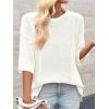 imageCicy Bell Womens Oversized Sweaters 34 Sleeve Summer Casual Knitted Tops Crewneck Lightweight Loose Pullover BlousesWhite