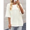 imageCicy Bell Womens Oversized Sweaters 34 Sleeve Summer Casual Knitted Tops Crewneck Lightweight Loose Pullover BlousesWhite