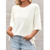 imageCicy Bell Womens Oversized Sweaters 34 Sleeve Summer Casual Knitted Tops Crewneck Lightweight Loose Pullover BlousesWhite