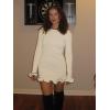 imageCicy Bell Womens Ruffle Long Sleeve Mini Dress Bodycon Boat Neck Ribbed Knit Sweater Dresses Elegant OutfitsApricot
