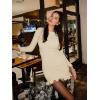 imageCicy Bell Womens Ruffle Long Sleeve Mini Dress Bodycon Boat Neck Ribbed Knit Sweater Dresses Elegant OutfitsApricot
