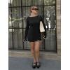imageCicy Bell Womens Ruffle Long Sleeve Mini Dress Bodycon Boat Neck Ribbed Knit Sweater Dresses Elegant OutfitsBlack