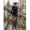 imageCicy Bell Womens Ruffle Long Sleeve Mini Dress Bodycon Boat Neck Ribbed Knit Sweater Dresses Elegant OutfitsBlack