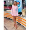 imageCicy Bell Womens Ruffle Long Sleeve Mini Dress Bodycon Boat Neck Ribbed Knit Sweater Dresses Elegant OutfitsPink