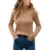 imageCicy Bell Womens Fall Fashion 2023 Trends Turtleneck Sweaters Cable Knit Long Sleeve Warm Pullover Tops BeigeApricot
