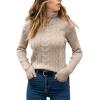 imageCicy Bell Womens Fall Fashion 2023 Trends Turtleneck Sweaters Cable Knit Long Sleeve Warm Pullover Tops BeigeBeige