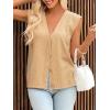 imageCicy Bell Womens V Neck Sweater Vest Casual Button Down Knit Vest Outerwear Sleeveless Trendy CardigansKhaki