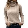 imageCicy Bell Womens Fall Fashion 2023 Trends Turtleneck Sweaters Cable Knit Long Sleeve Warm Pullover Tops BeigeBeige