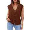 imageCicy Bell Womens V Neck Sweater Vest Casual Button Down Knit Vest Outerwear Sleeveless Trendy CardigansCoffee