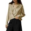 imageCicy Bell Womens Silk Button Down Shirts Long Sleeve Dressy Work Casual Twist Front Satin Blouse Tops