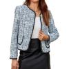 imageCicy Bell Womens Cropped Tweed Blazer Jackets Collarless Long Sleeve Work Business Casual Outfits