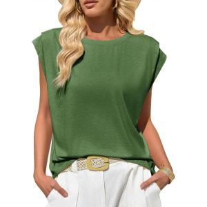 imageCicy Bell Womens Cap Sleeve Tank Tops Boat Neck Loose Fit Tshirts Summer Casual Basic Tee ShirtsDeep Green