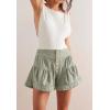 imageCicy Bell Womens Summer Flowy Jean Shorts Button Up High Waisted Wide Leg Denim Skort with PocketsArmy Green