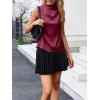 imageCicy Bell Womens Mock Neck Satin Tank Tops Business Casual Work Ruched Blouses Summer Corporate OutfitsBurgundy