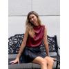 imageCicy Bell Womens Mock Neck Satin Tank Tops Business Casual Work Ruched Blouses Summer Corporate OutfitsBurgundy