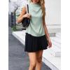 imageCicy Bell Womens Mock Neck Satin Tank Tops Business Casual Work Ruched Blouses Summer Corporate OutfitsCyan Blue