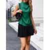 imageCicy Bell Womens Mock Neck Satin Tank Tops Business Casual Work Ruched Blouses Summer Corporate OutfitsDark Green