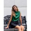 imageCicy Bell Womens Mock Neck Satin Tank Tops Business Casual Work Ruched Blouses Summer Corporate OutfitsDark Green