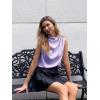 imageCicy Bell Womens Mock Neck Satin Tank Tops Business Casual Work Ruched Blouses Summer Corporate OutfitsDressy Purple