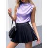 imageCicy Bell Womens Mock Neck Satin Tank Tops Business Casual Work Ruched Blouses Summer Corporate OutfitsDressy Purple